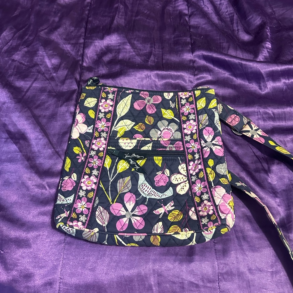 Vera Bradley Floral Crossbody Bag - Black and Pink